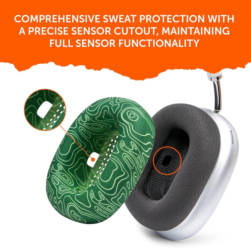 WC SweatZ Max - Patented Protective Earpad Covers for Airpods Max Made by Wicked Cushions | Sweatproof & Easily Washable | Full Earpad Sweat Protection | Emerald Tide - Image 4